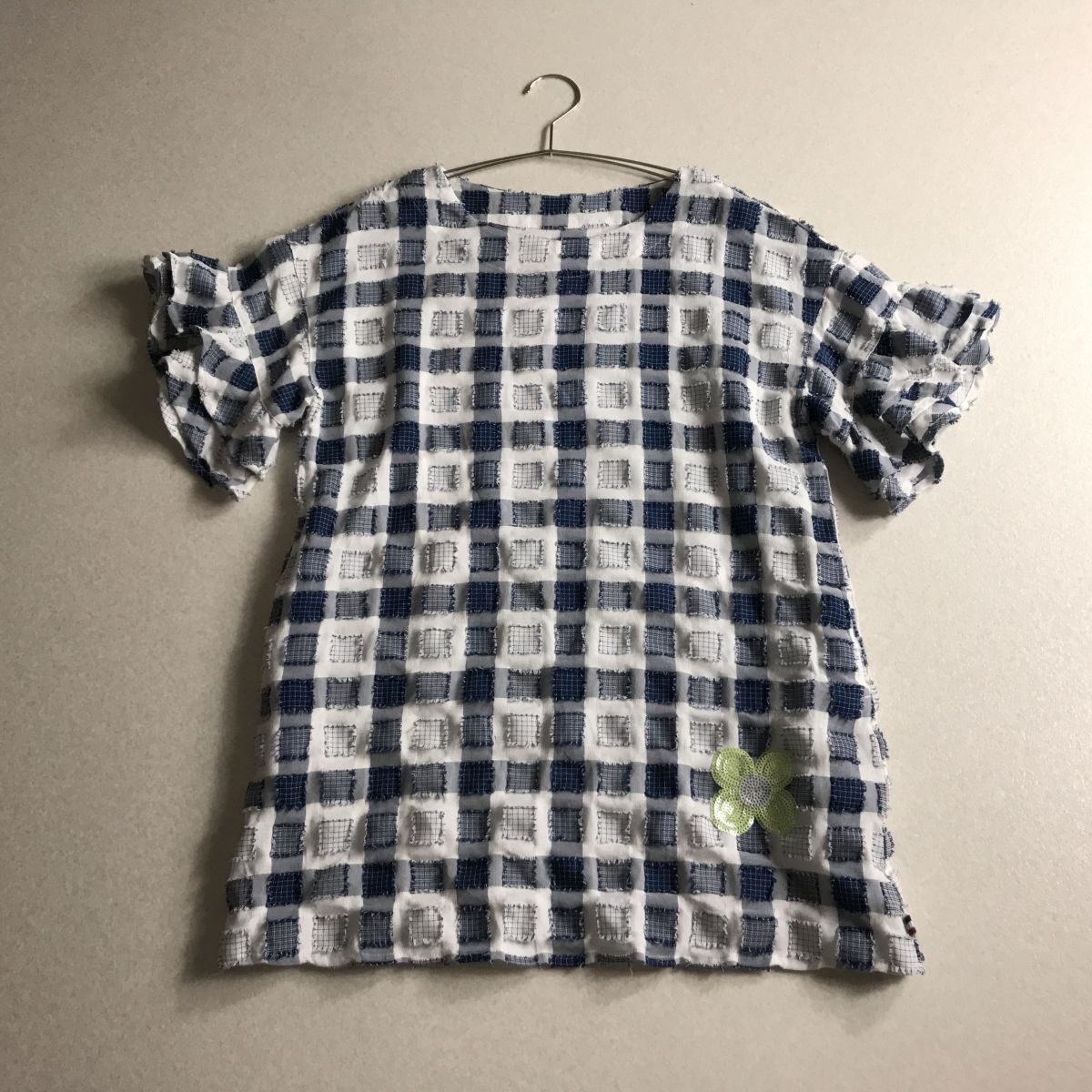 □ PERSON'S パーソンズ　ネップデザイン　チェック　ブラウス　チュニック