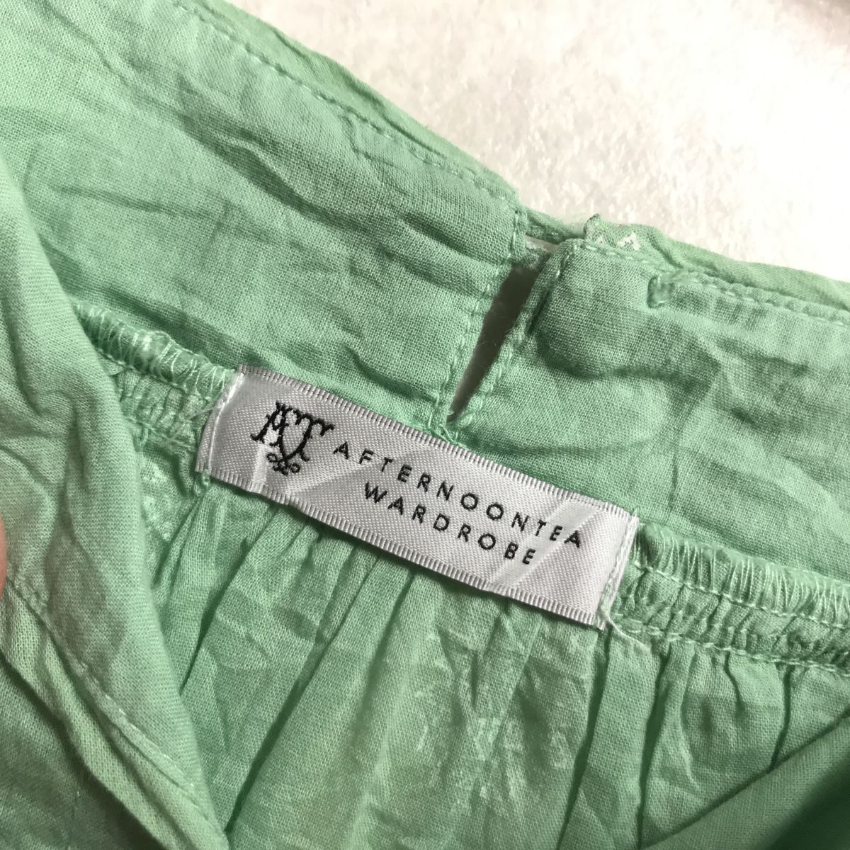 ○ Afternoontea wordrobe ギャザー　切り替え　ワンピース　橫幅ゆったり　體型カバー