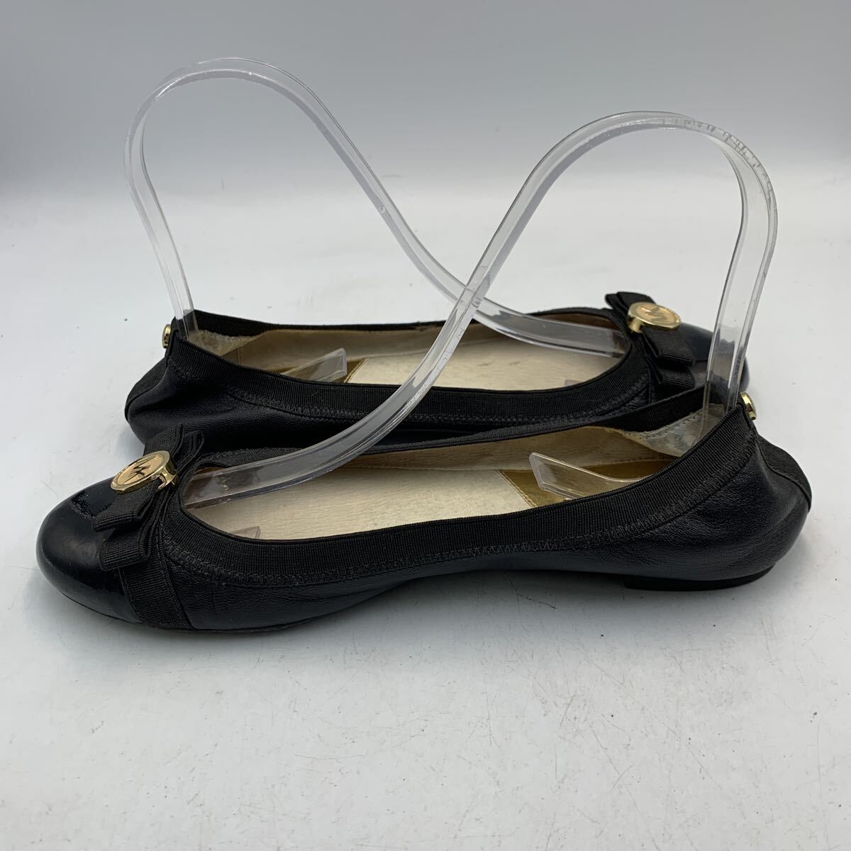 V296Y MICHAEL KORS マイケルコース バレエ フラット シューズ サイズ不明 22.5cm 〜 23cm ブラック レザー_画像4