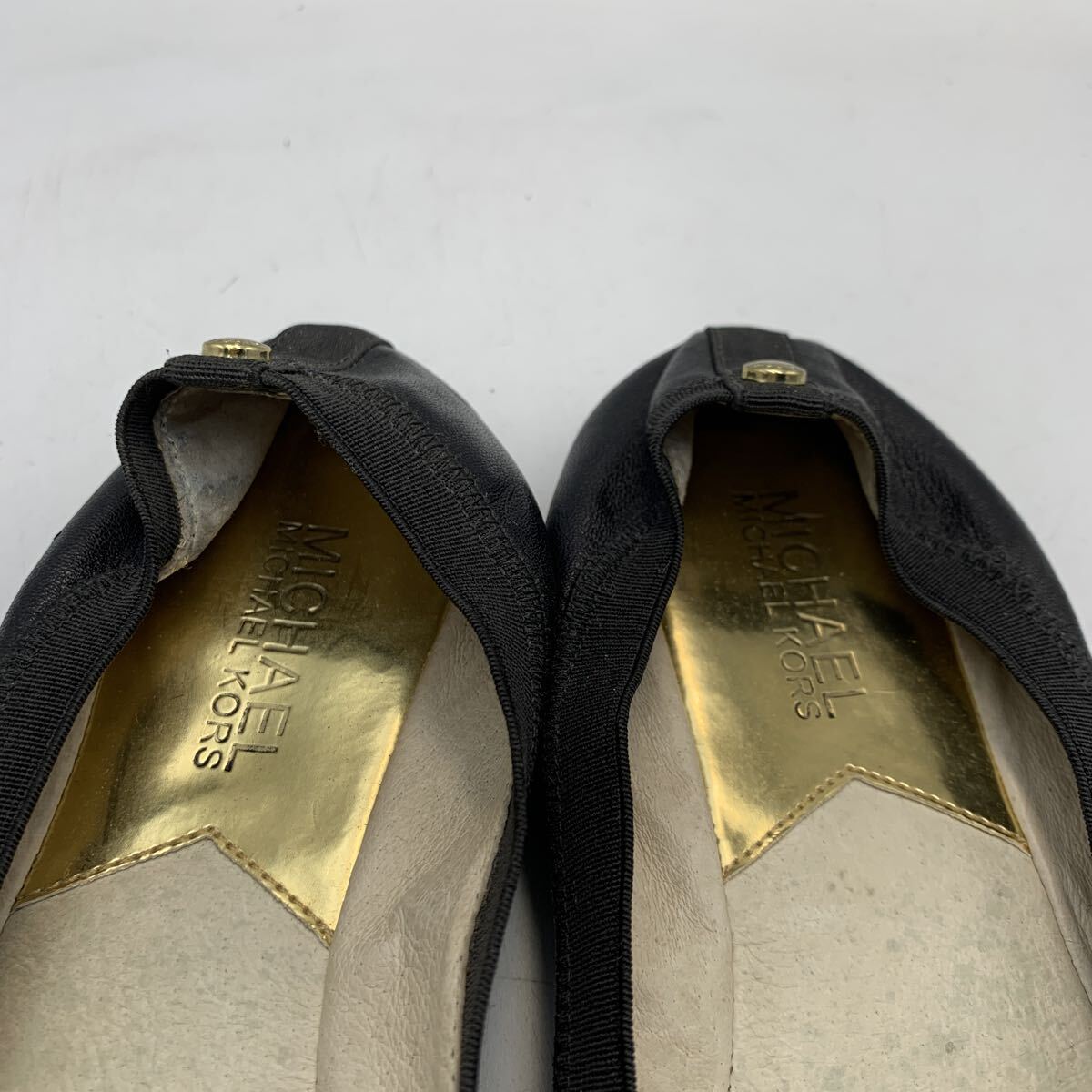 V296Y MICHAEL KORS マイケルコース バレエ フラット シューズ サイズ不明 22.5cm 〜 23cm ブラック レザー_画像8