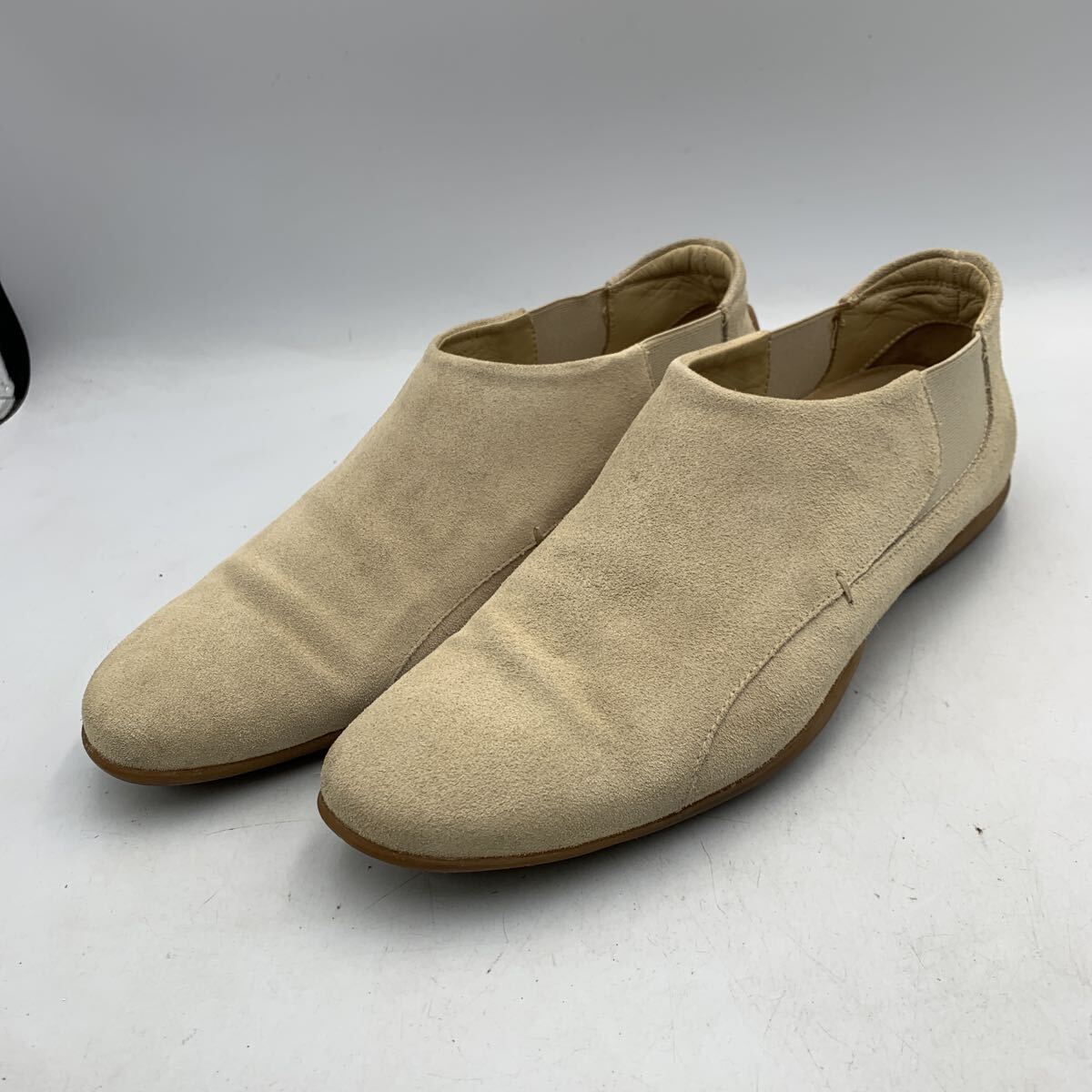 V512Y MaxMara マックスマーラ レディース スリッポン ウォーキングシューズ 37 約 23.5cm ベージュ スエード サイドゴア