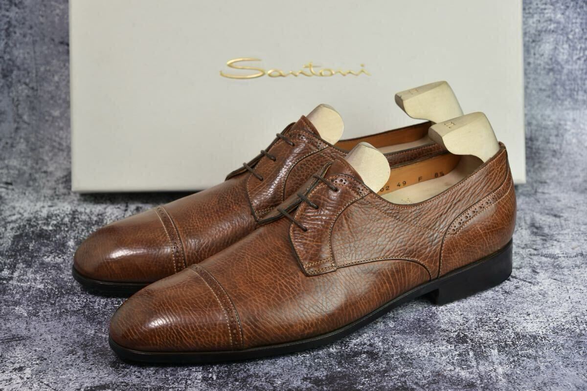 サントーニ ストレートチップ レザーシューズ サイズ8.5 (27.0cm相当) ファットアマーノライン Santoni_画像1