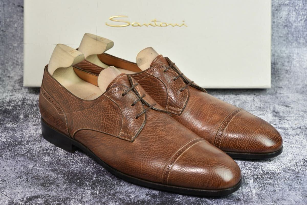 サントーニ ストレートチップ レザーシューズ サイズ8.5 (27.0cm相当) ファットアマーノライン Santoni_画像4