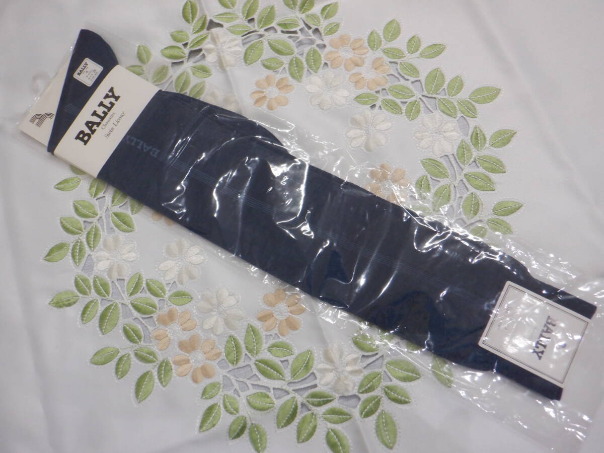 ②*BALLY Bally джентльмен носки гольфы / длинный сигнал z25.( оттенок голубого ) шерсть * нейлон *