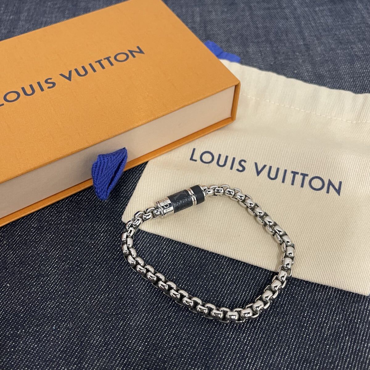 【LOUIS VUITTON】ルイヴィトン★ブレスレット モノグラムエクリプス メタル シルバー M63107 09