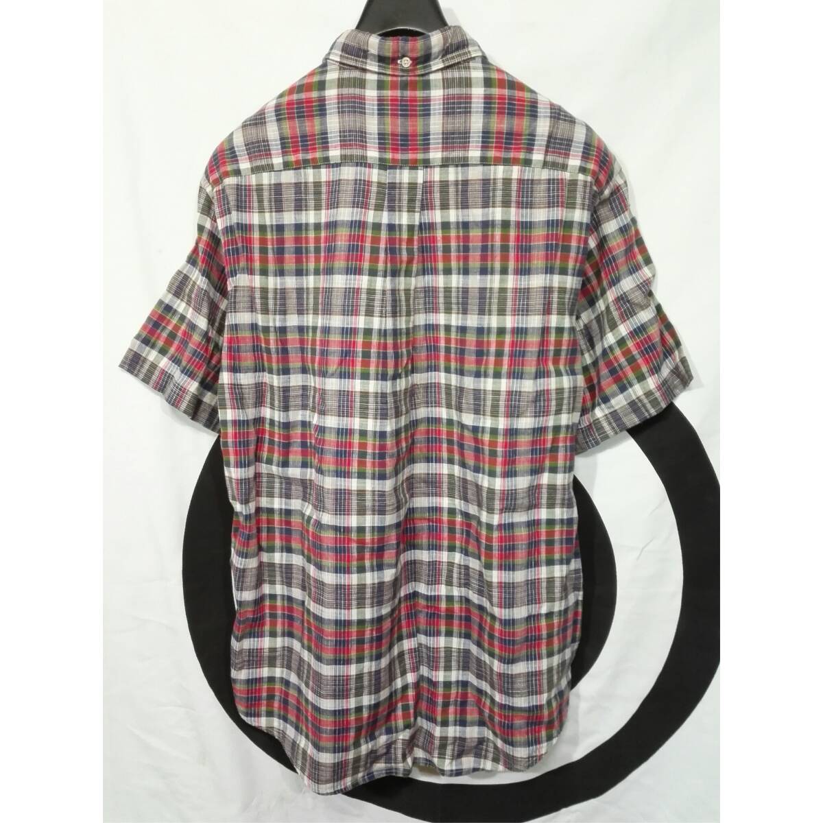 Brooks Brothers Brooks Brothers кнопка down хлопок linen рубашка с коротким рукавом L проверка { прекрасный товар }