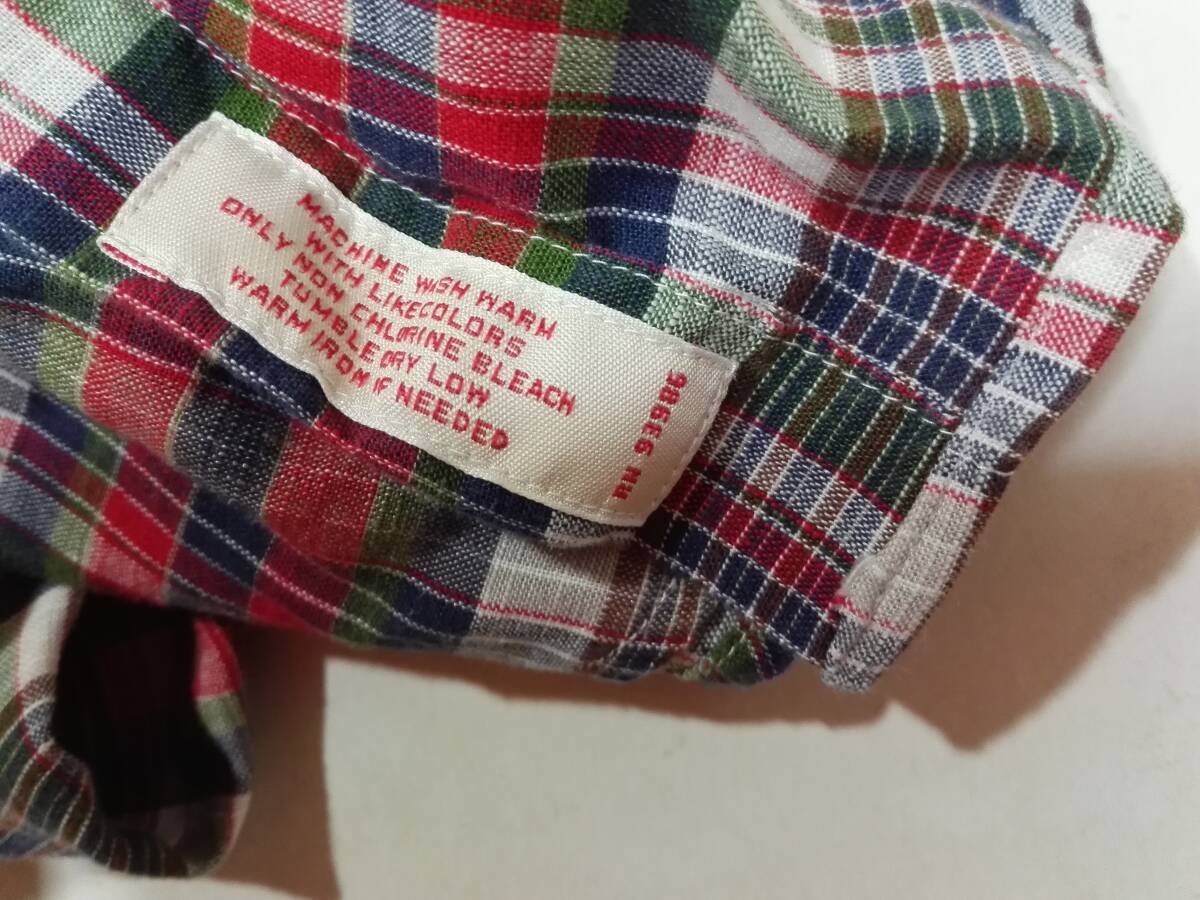 Brooks Brothers Brooks Brothers кнопка down хлопок linen рубашка с коротким рукавом L проверка { прекрасный товар }