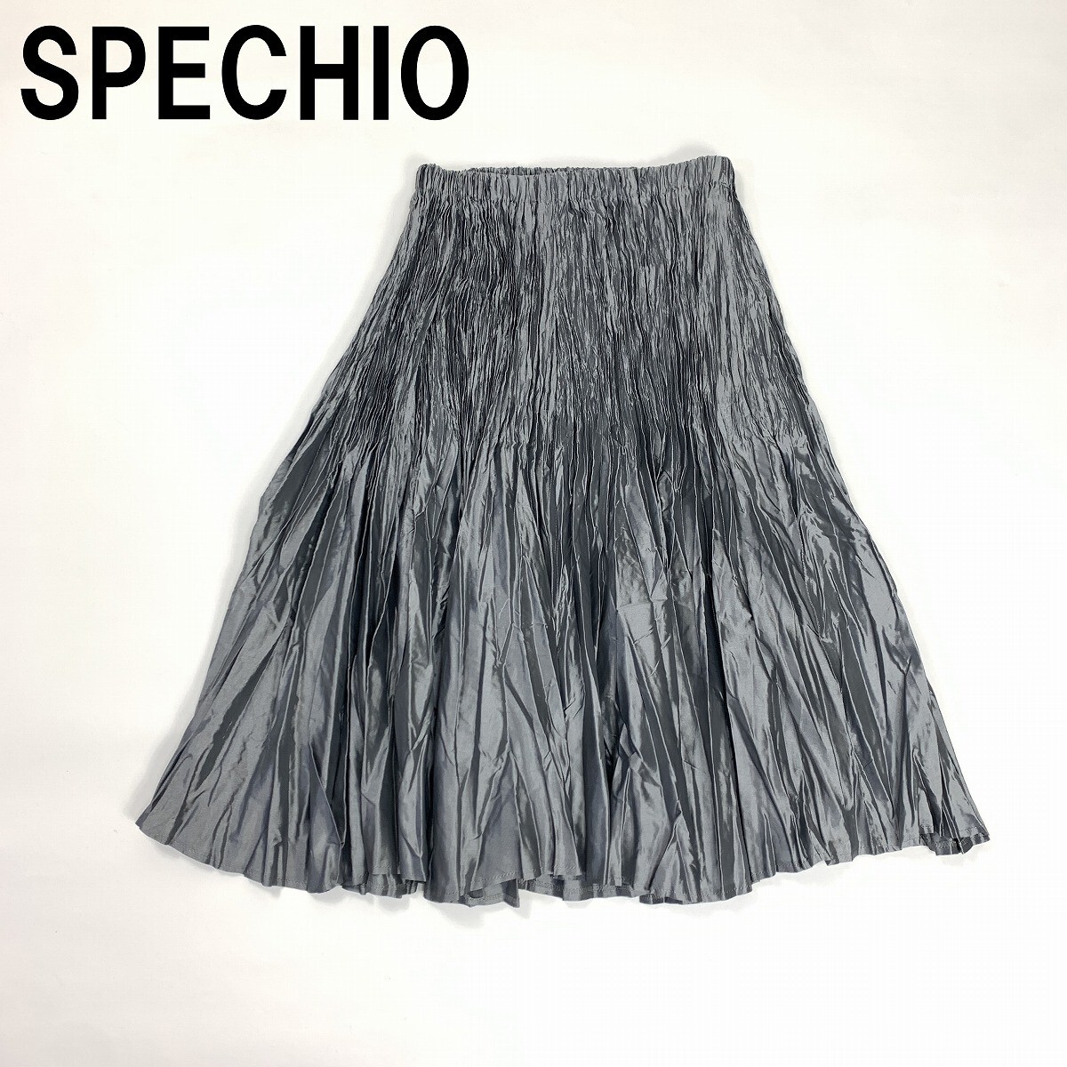 SPECHIO スペッチオ ロングスカート プリーツ フレア ウエストゴム グレー 40 YC1017