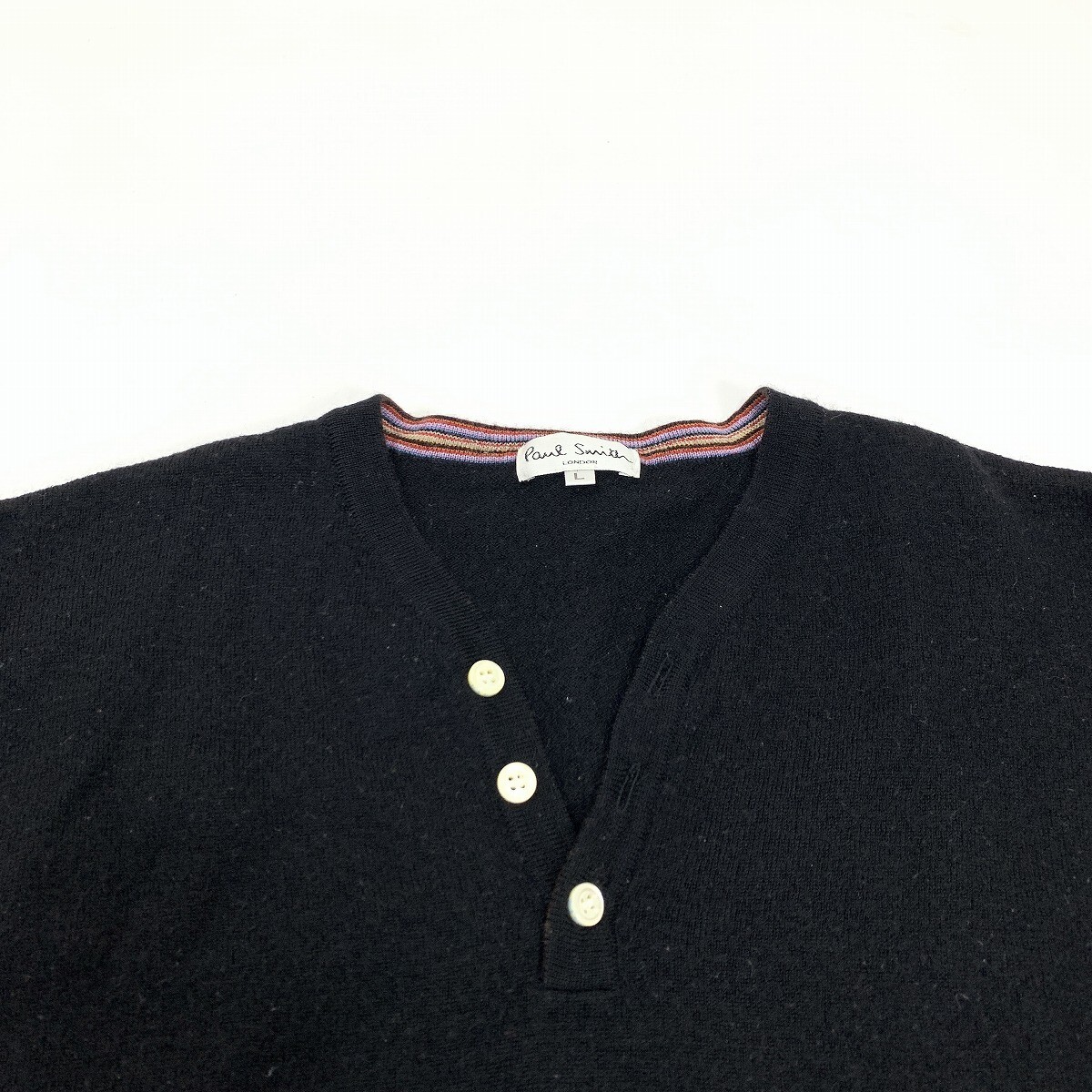 Paul Smith Paul Smith длинный рукав вязаный свитер шерсть 100% чёрный черный L YC1116