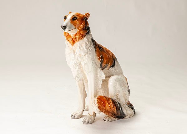 陶器犬置物　ボルゾイ イタリア E-301_画像1