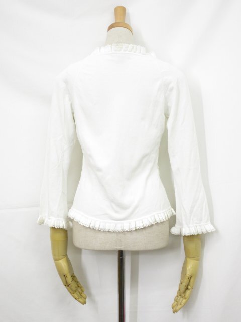 美品【エポカ EPOCA】KVB51-540-01 レースデザイン ハイゲージニットカーディガン ボレロ (レディース) size40 ホワイト系 ◇17LN6025◇_画像3