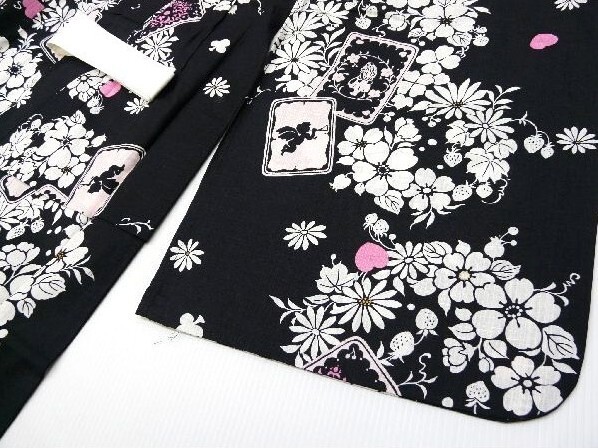 女の子 女児 子供浴衣 MATUDA SEIKO 松田圣子 黒に花と天使 130ｃｍ 新品 133