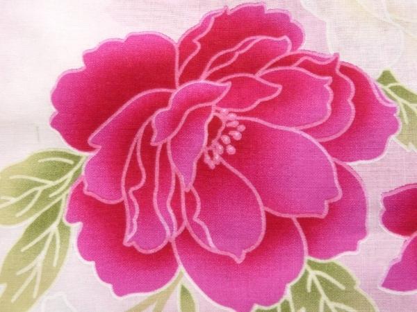 女の子 女児 浴衣 薄ピンクに花 牡丹 訳あり 140ｃｍ 新品 161
