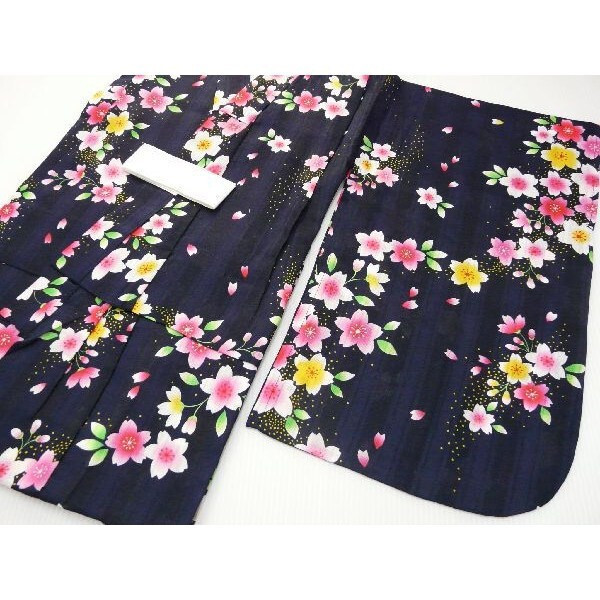 子供浴衣 紺地に桜模様 110ｃｍ ガール 女の子用 ゆかた 新品 157