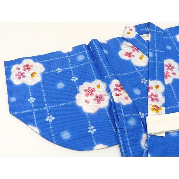 女の子 女児 子供浴衣 青に花柄 90ｃｍ 新品 101
