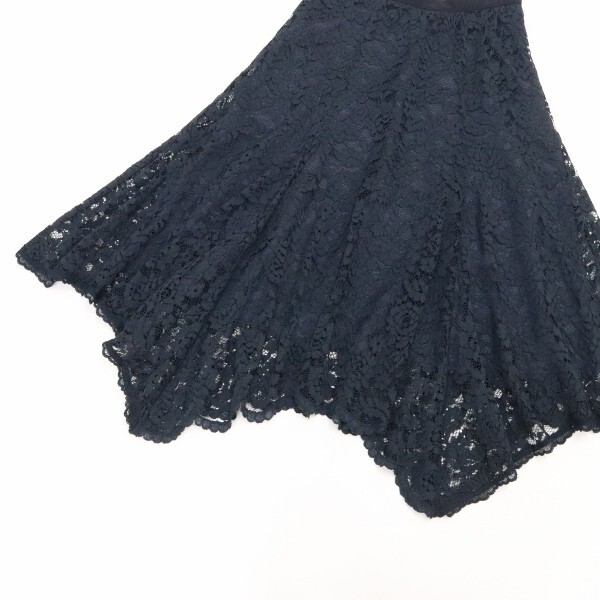 【KA186】美品◆JILL STUART ジルスチュアート リアナレース シアー ブラウス & ヘム スカート セットアップ 紺 ネイビー S/0_画像5