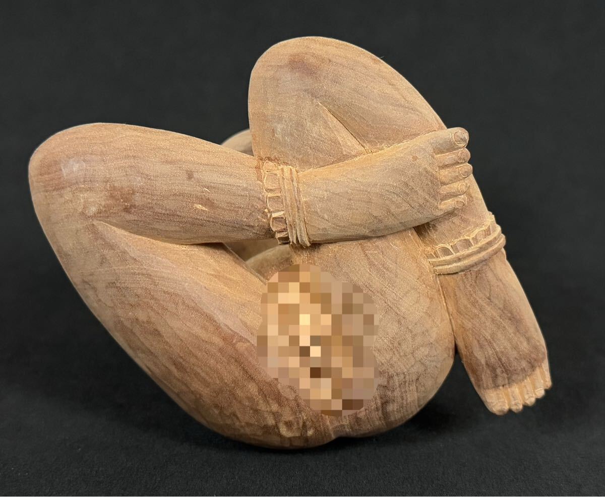 AZ-208 仏教美術(shù) 白檀 木彫 彫刻 弁財天 変形臺座 ４寸 座弁財天 箱付 艶人形 春畫 香木 仏像 細密彫 置物 オブジェ 