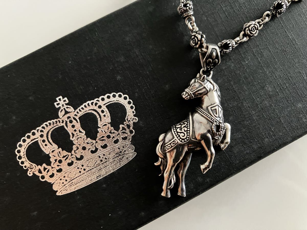 ジャスティンデイビス◾️馬モチーフネックレス◾️チェーン クラウン×ローズ シルバー ジャスティンデイビス/馬モチーフネックレス/チェーン クラウン