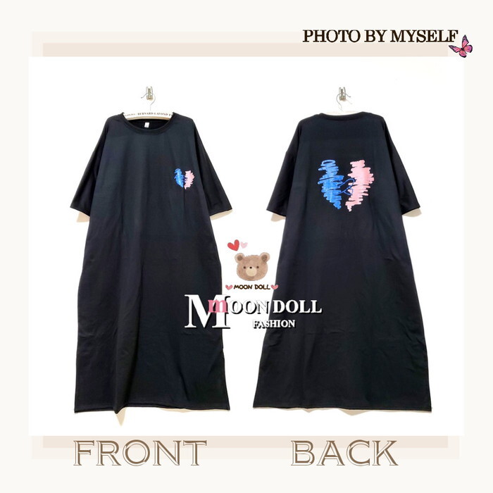 ■～3L4L*ハートプリントTワンピース/ゆったりシルエットオーバーサイズ