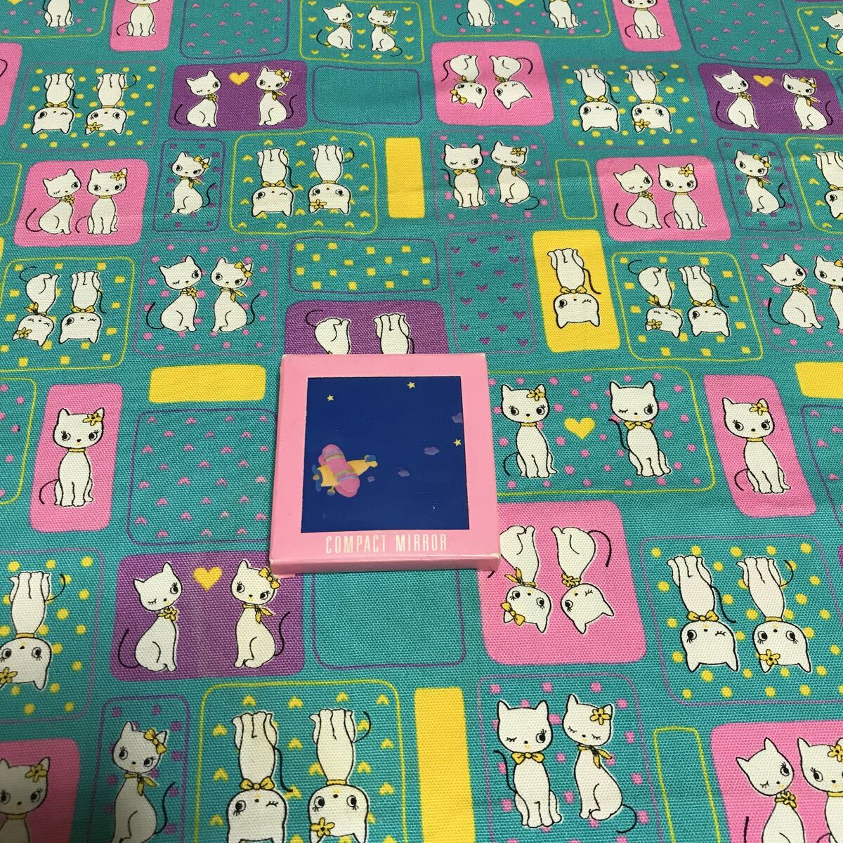 ☆*: ソニー クリエイティブ コンパクトミラー 当時物 星空 飛行機 イラスト1982デッドストック 未使用品 レア 昭和レトロ ファンシー :*☆_画像1