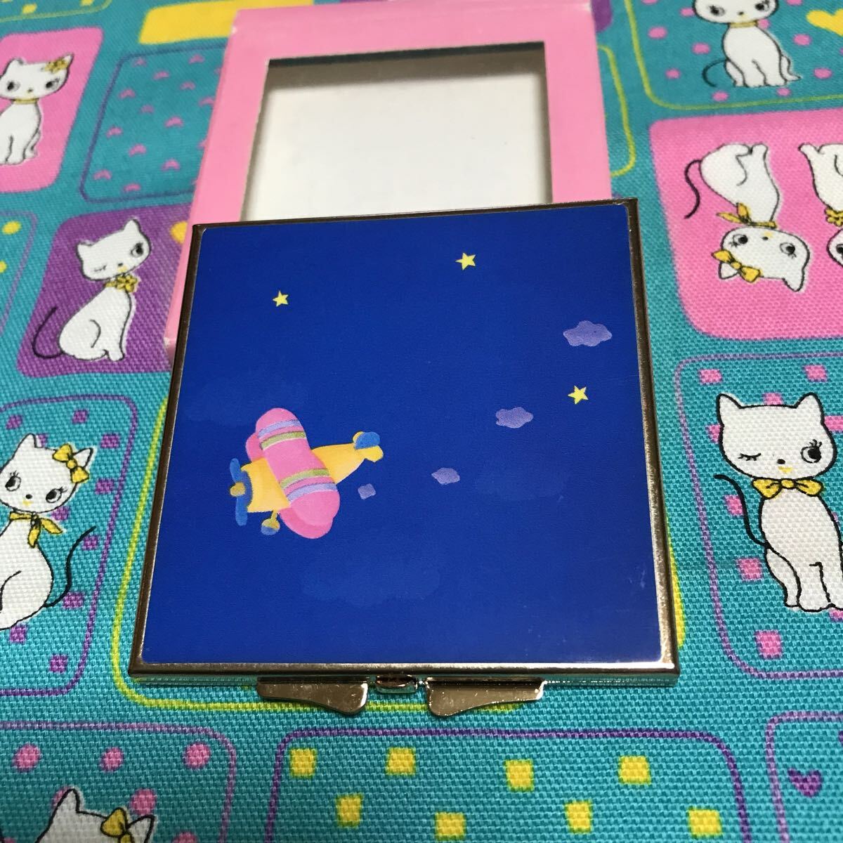 ☆*: ソニー クリエイティブ コンパクトミラー 当時物 星空 飛行機 イラスト1982デッドストック 未使用品 レア 昭和レトロ ファンシー :*☆_画像9