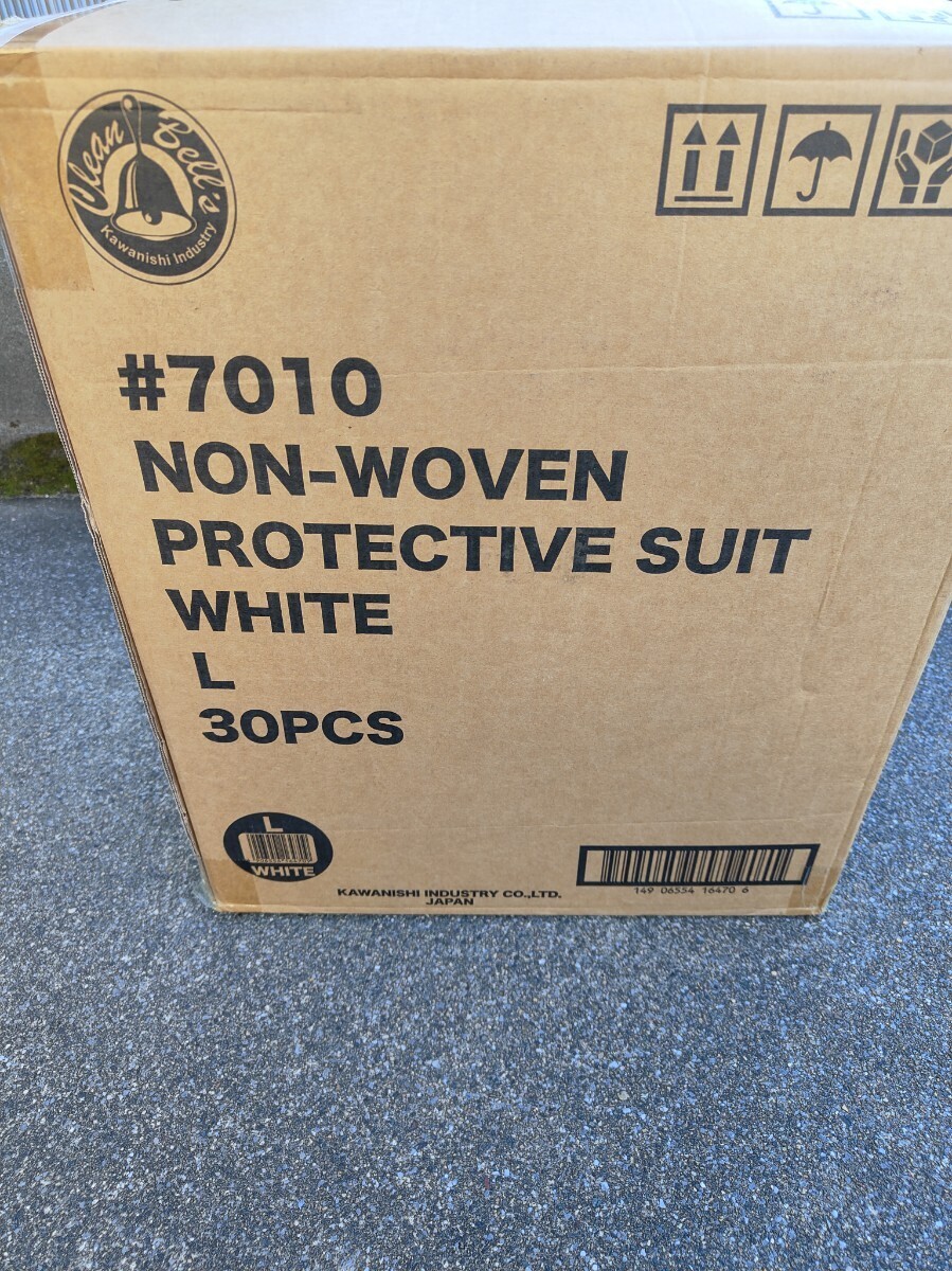 売り切り◆最上位モデル◆化学防護服◆未使用◆Lサイズ・1箱30枚◆川西工業 不織布＃7010◆ 鳥インフル 石綿 粉じん化学薬品 ウィルス用◆_画像1
