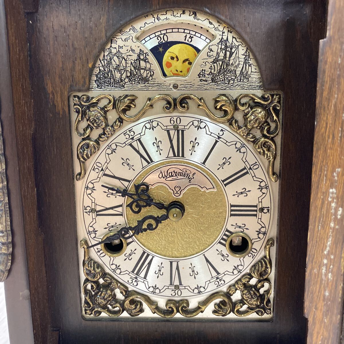 D711 FN-250919-1197 Warmink WUBA ワルミンク社 ウーバー オランダ ダッチマンテル時(shí)計(jì) 置時(shí)計(jì)ゼンマイ式 アンティーク ムーンフェーズ