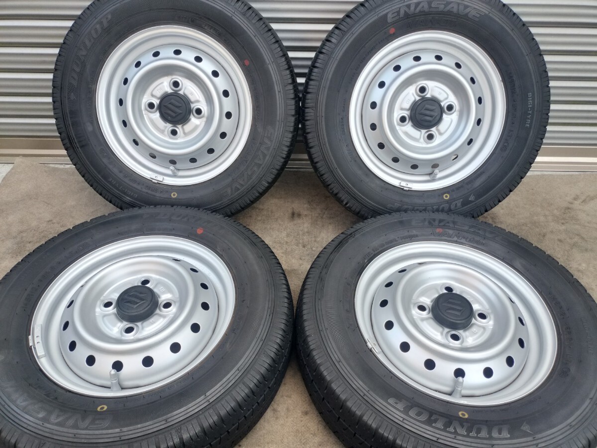 スズキ純正スチールホイール 12インチ 12×3.50B 4H PCD100 +45 2022年製 VAN01 145R12 6P.R LT★シルバー再塗装 センターキャップ付 鉄_画像1