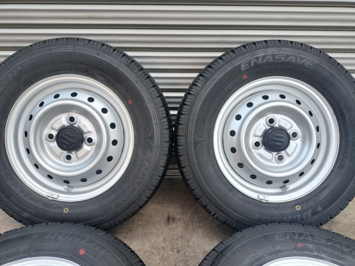 スズキ純正スチールホイール 12インチ 12×3.50B 4H PCD100 +45 2022年製 VAN01 145R12 6P.R LT★シルバー再塗装 センターキャップ付 鉄_画像2