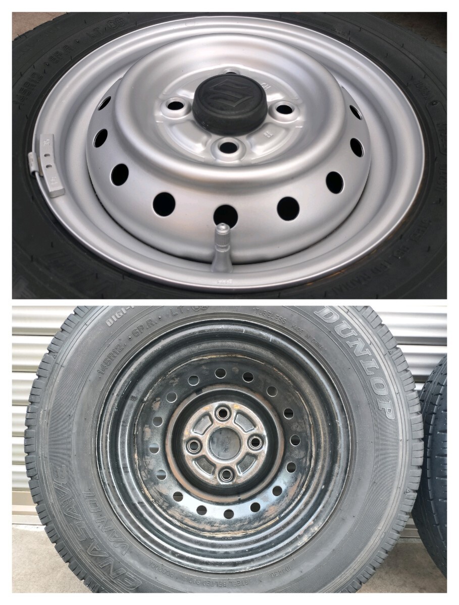 スズキ純正スチールホイール 12インチ 12×3.50B 4H PCD100 +45 2022年製 VAN01 145R12 6P.R LT★シルバー再塗装 センターキャップ付 鉄_画像4