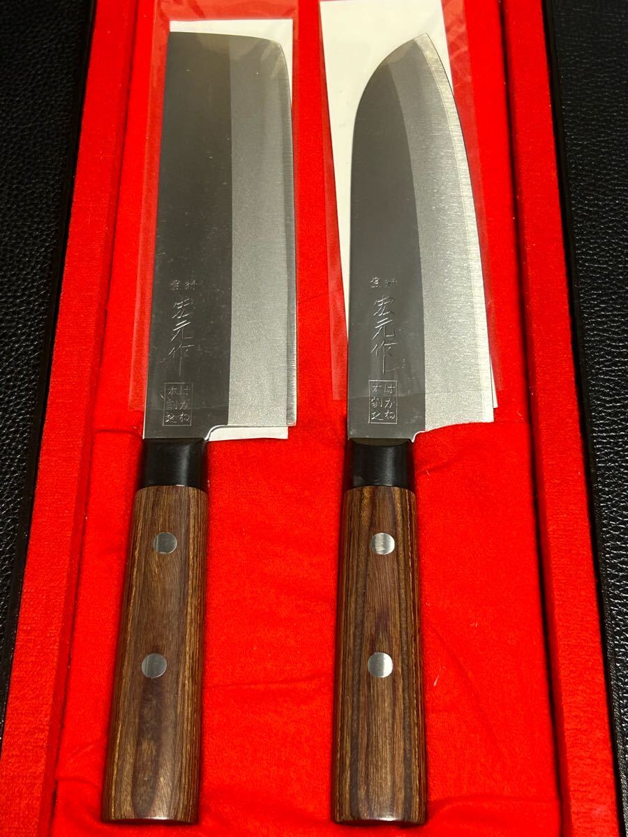 A118 ジャンク1円スタート 越后玉三郎作ステンレス包丁3點(diǎn)セット 宏元作 高級(jí)御料理はがね包丁2點(diǎn)セット