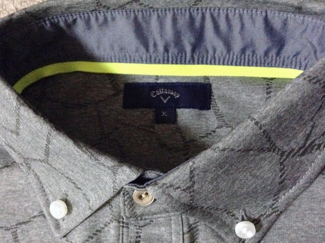 ★美品★キャロウェイ ゴルフ ボタンダウン 長袖ポロシャツ グレー ワンポイント 刺繍ロゴ 3L Callaway GOLF 241-6256503_画像4