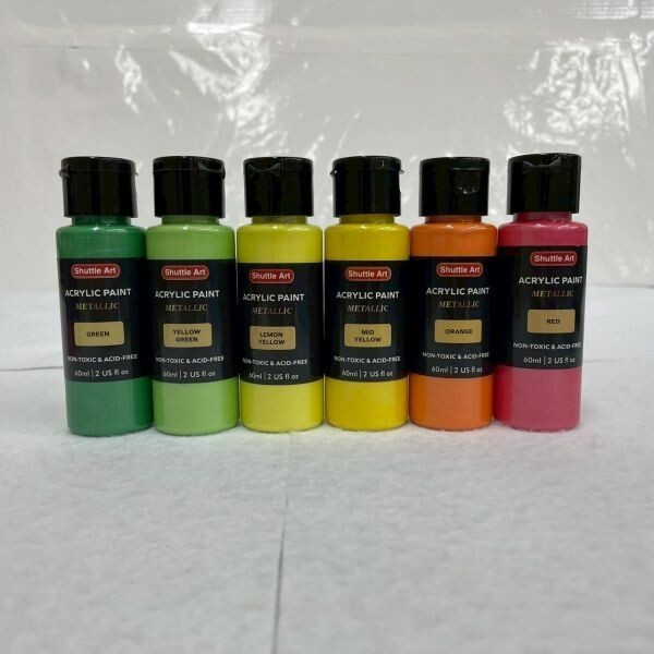 D722-K44-8423 Shuttle Art アクリル絵の具 メタリック 30色セット アクリル顔料 速干 防水 耐久 60ml ブラシ10本/パレット付き OA