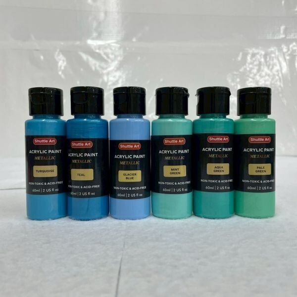 D722-K44-8423 Shuttle Art アクリル絵の具 メタリック 30色セット アクリル顔料 速干 防水 耐久 60ml ブラシ10本/パレット付き OA