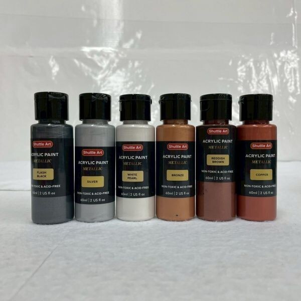 D722-K44-8423 Shuttle Art アクリル絵の具 メタリック 30色セット アクリル顔料 速干 防水 耐久 60ml ブラシ10本/パレット付き OA