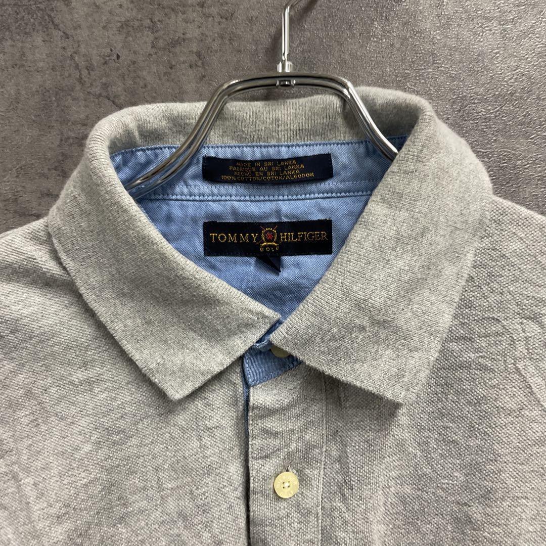 トミーヒルフィガー ゴルフ 長袖ポロシャツ グレー L 刺繍ロゴ【5935】_画像7