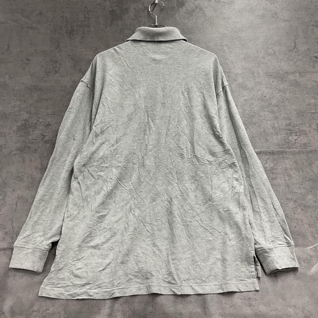 トミーヒルフィガー ゴルフ 長袖ポロシャツ グレー L 刺繍ロゴ【5935】_画像9