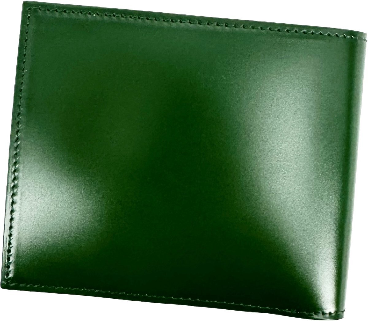 未使用品 Prairie プレリー 1957 コードバン レザー 馬革 本革 二つ折り 財布 小銭入れあり NP12223 緑 日本製 定価¥30,800- 箱付_画像3