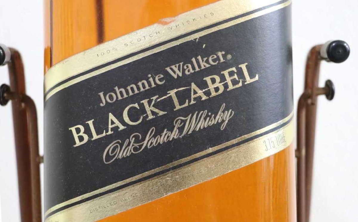1円～【古酒 未開栓】ウイスキー ジョニーウオーカー 12年 BLACK LABEL 3.75L ビッグボトル 飾り臺付き