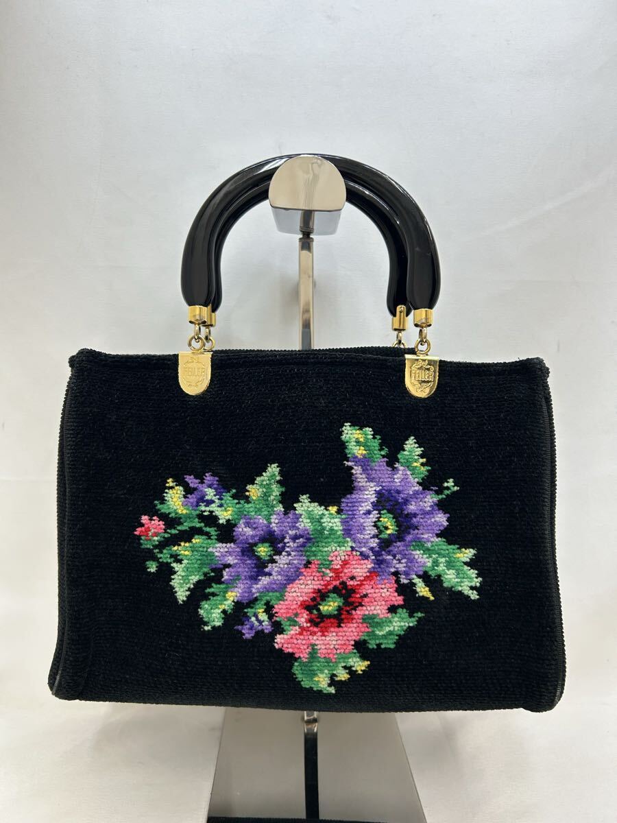 ST0919 FEILER/ Feiler ручная сумочка ручная сумка shu Neal тканый цветочный принт Gold металлические принадлежности оттенок черного 