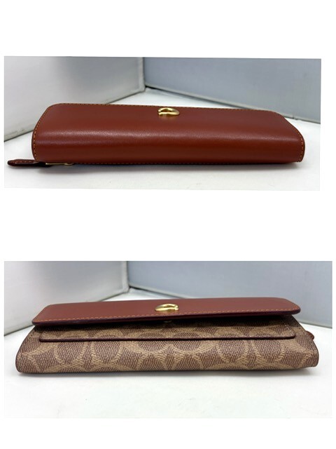 未使用品 COACH/コーチ CAT55 ミラ ロング フラップ ウォレット・シグネチャー キャンバス 保存袋付き_画像4