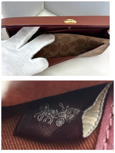 未使用品 COACH/コーチ CAT55 ミラ ロング フラップ ウォレット・シグネチャー キャンバス 保存袋付き_画像9