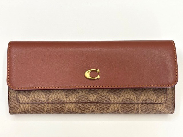 未使用品 COACH/コーチ CAT55 ミラ ロング フラップ ウォレット・シグネチャー キャンバス 保存袋付き_画像1