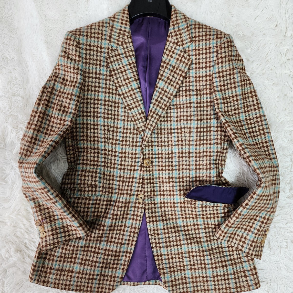 美品 ポールスミス テーラードジャケット Paul Smith 高級【British Collection】ブリティッシュ ツイード生地 千鳥柄 メンズ 英國 ウール