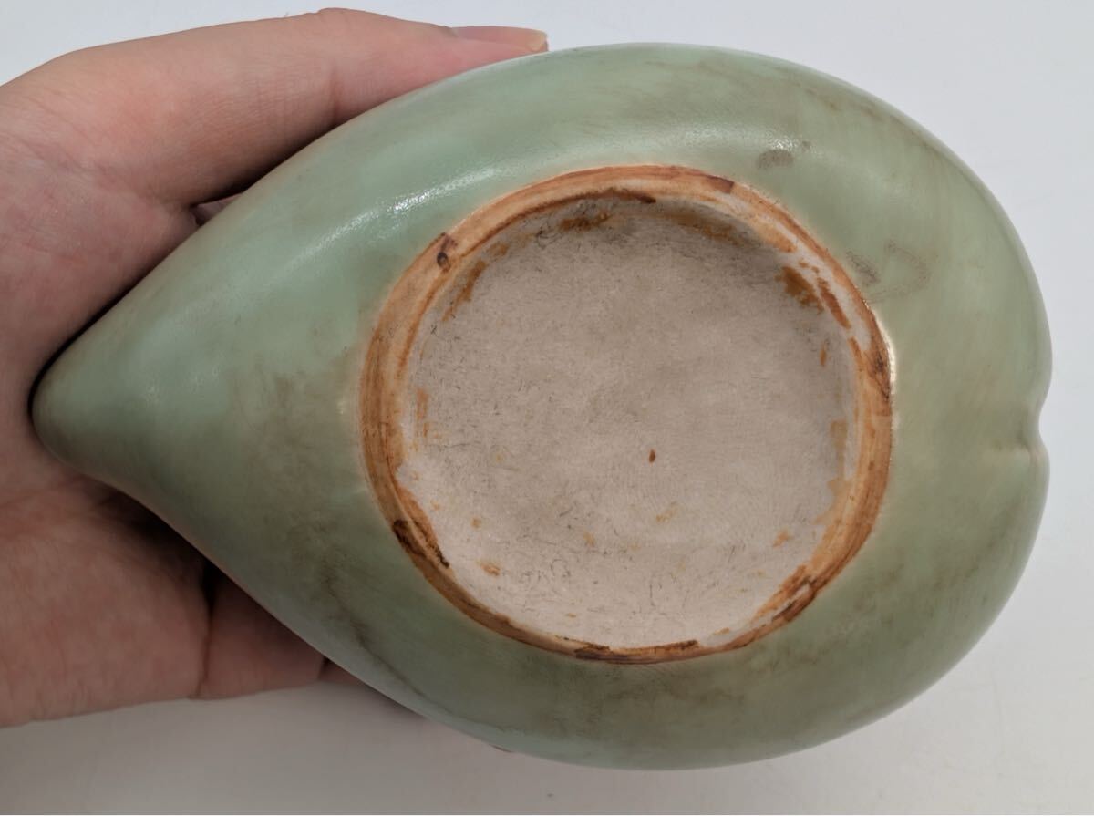 青磁桃形香合　明時代　十六 十七世紀(jì) 五島美術(shù)館蔵 青磁水注 中國古陶磁 桃形香合 青磁風(fēng) 時代物 骨董 収納小道具 美術(shù)品 骨董 骨美術(shù)品 