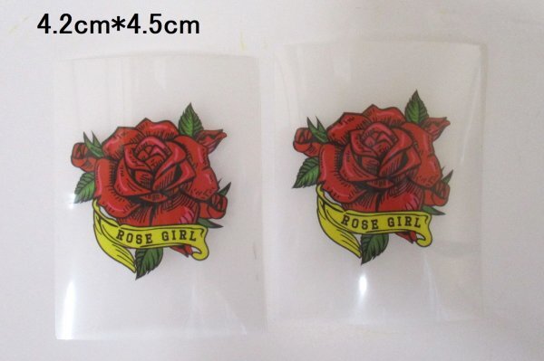 【新品・即決】#小 転写 アイロン プリント ステッカー バラ 2枚 薔薇 ローズ ROSE GIRL ワイルド パンク ロック バンド_画像1