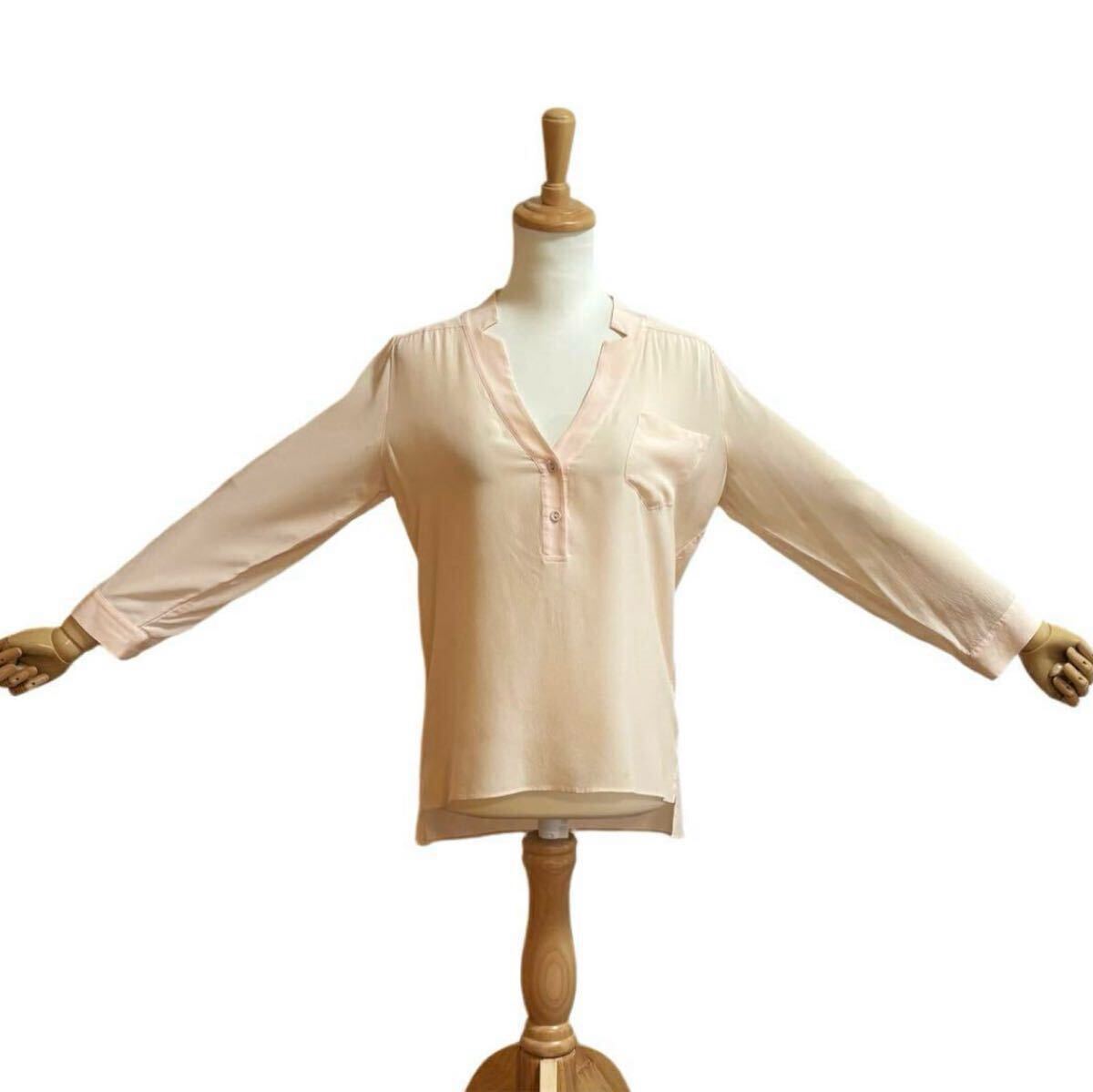 【ACROBAT】 シルク100% Vネック プルオーバーブラウス_画像4