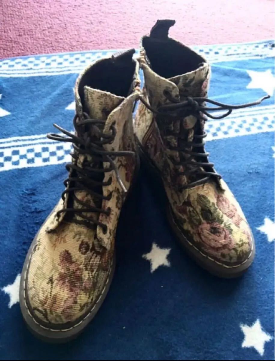 新品・未使用　アンティーク生地　レディースブーツ カントリーブーツ_画像1