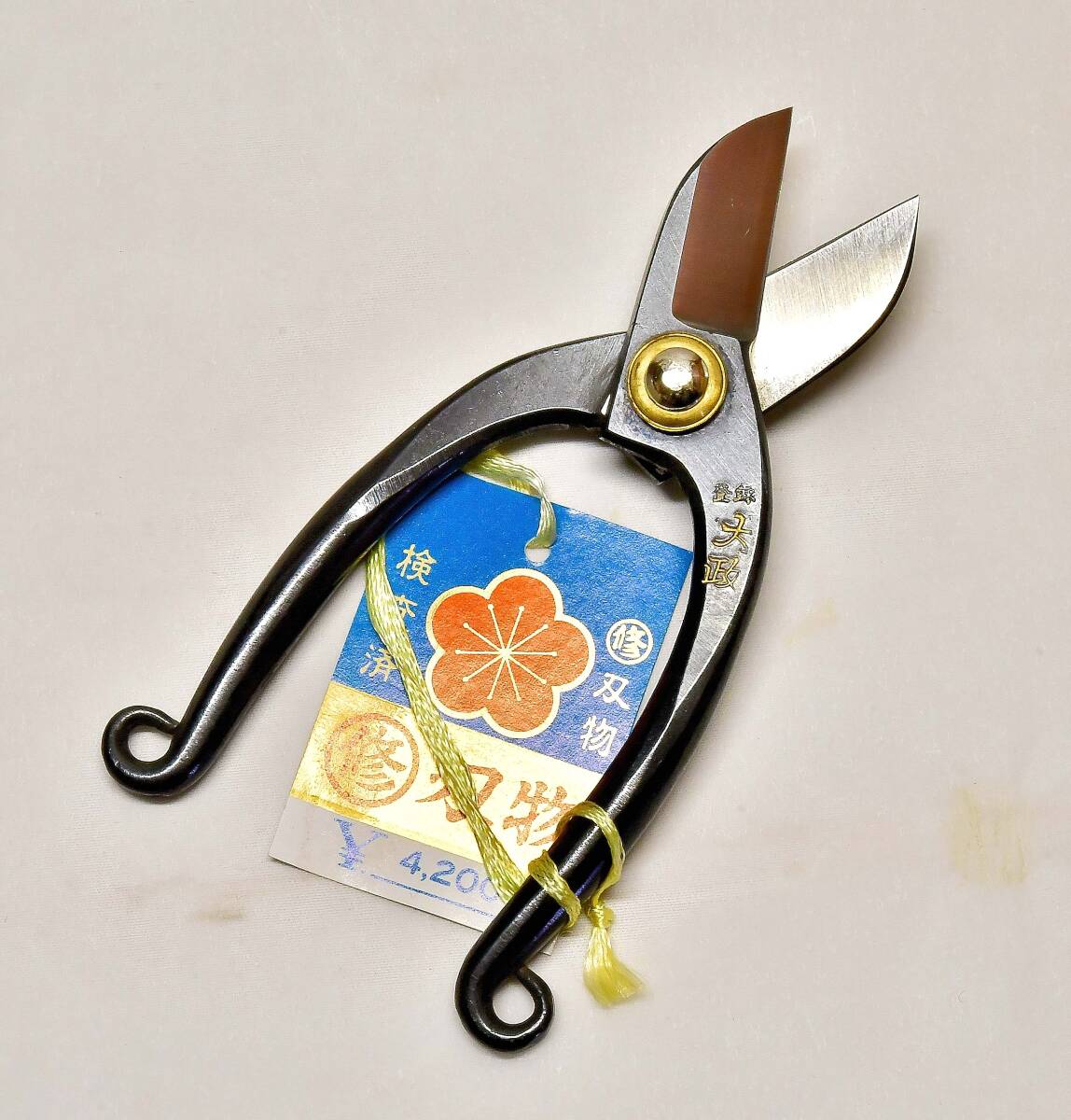 丸修刃物製作所　携帯用１２０mm華道（池坊形）・園芸鋏　展示未使用品　在庫３丁売り切り　＃２_画像2