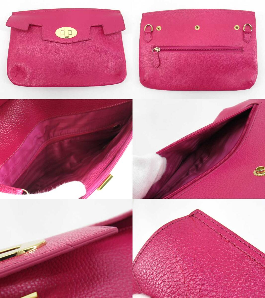 n51258-ap ジャンク▼Samantha Thavasa サマンサタバサ 1520175931 ハンドバッグ ショルダーバッグ レザー マゼンタ [144-250928]_画像7